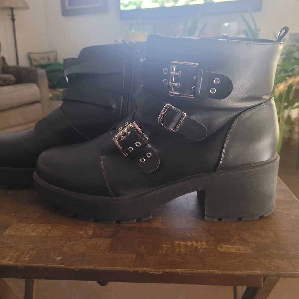 Torrid Black Combat Boots with Buckles